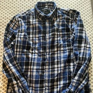Edwin Men's Blue and Black Checkered Shirt
